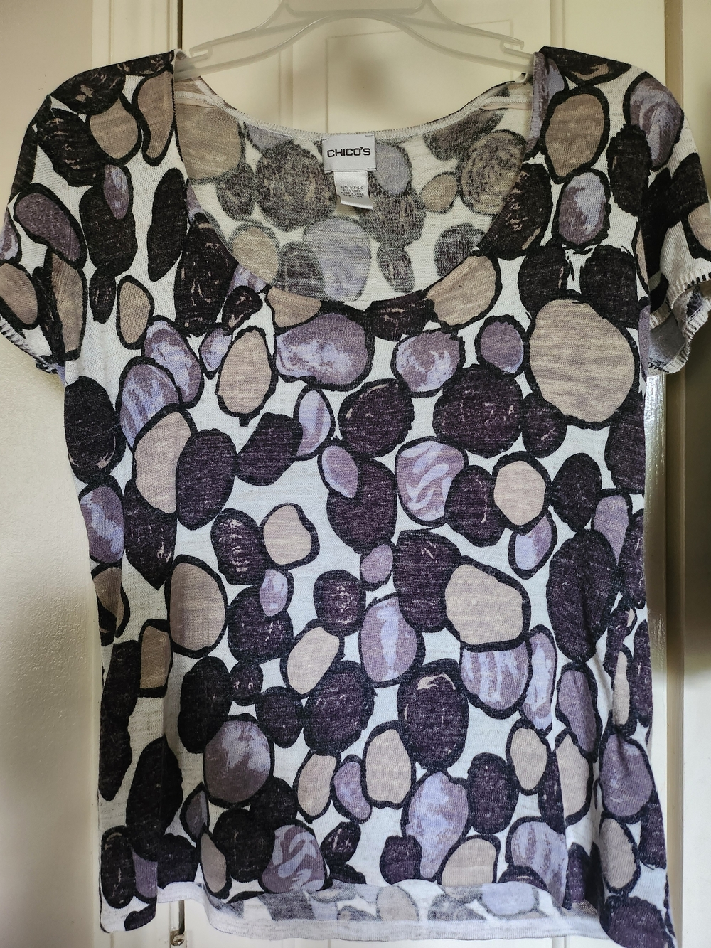 Chico's Lavender, Beige & Black Short Sleeve Scoop Neck Tee
